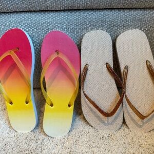 Colorful Gradient and Neutral Flip Flops Set